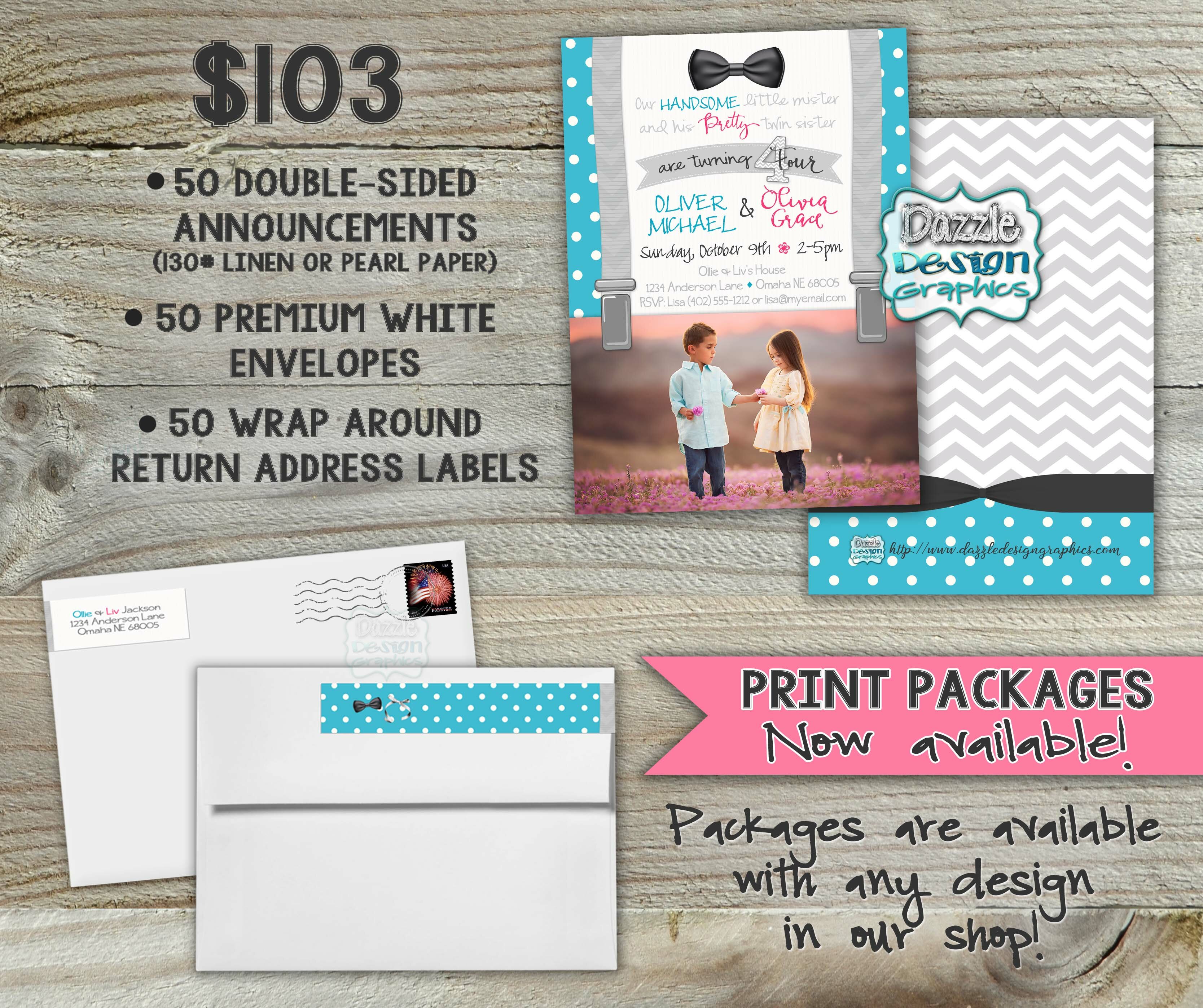 Little Mister Twin Sister birthday invitation