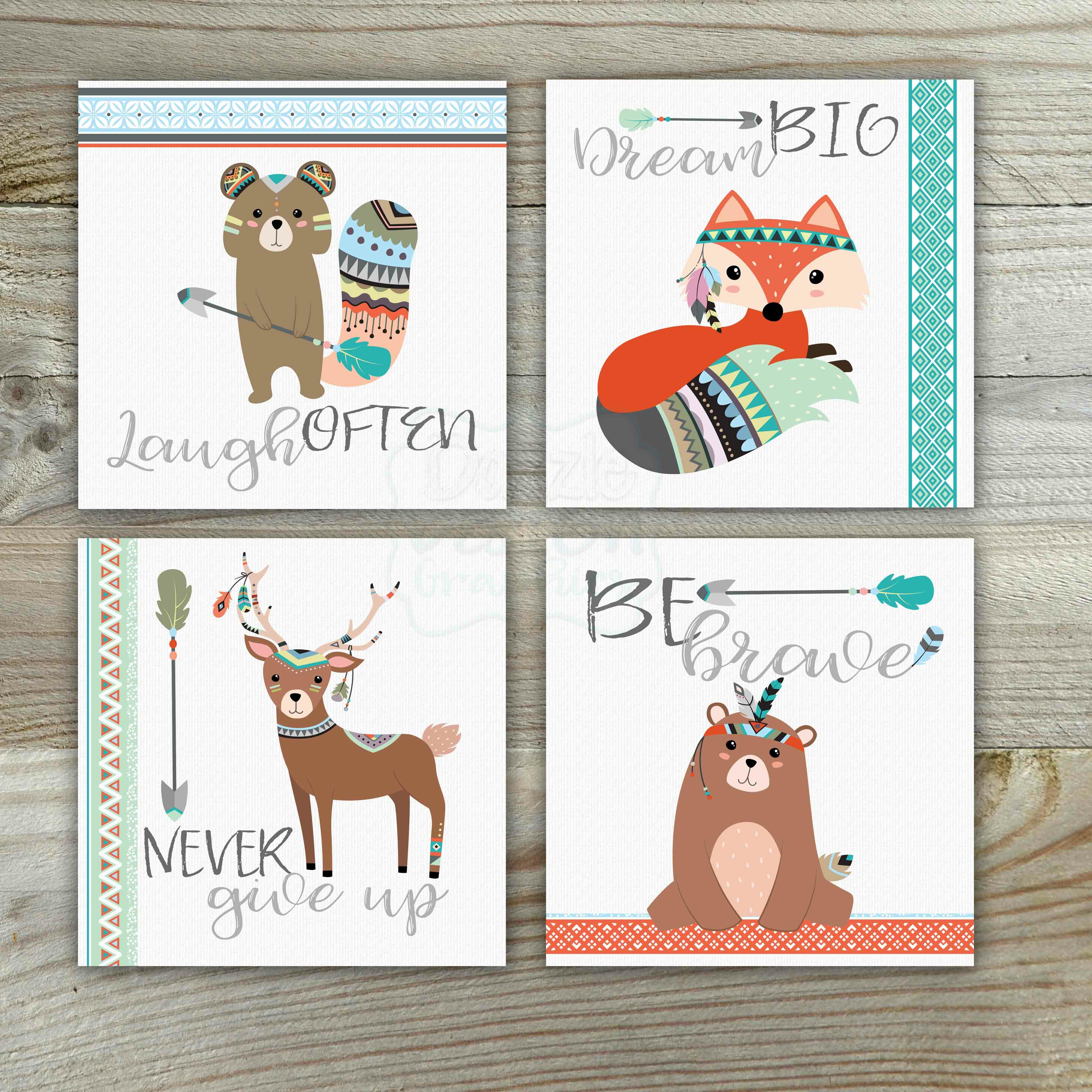 Be Brave Dream Big Laugh Often tribal nursery decor